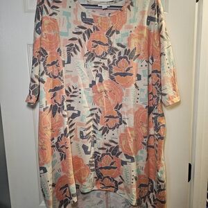 LuLaRoe Orange and Cream Floral Tunic